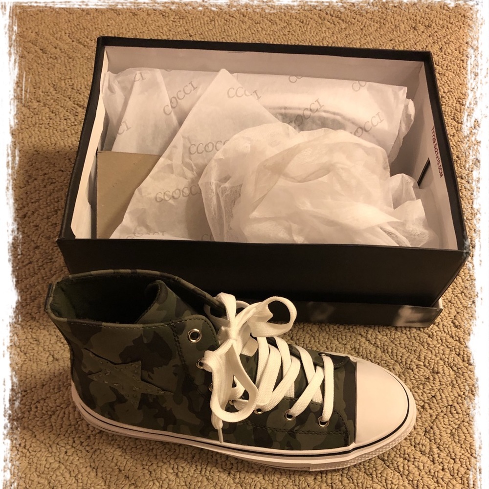 Boutique brand camo high top sneakers